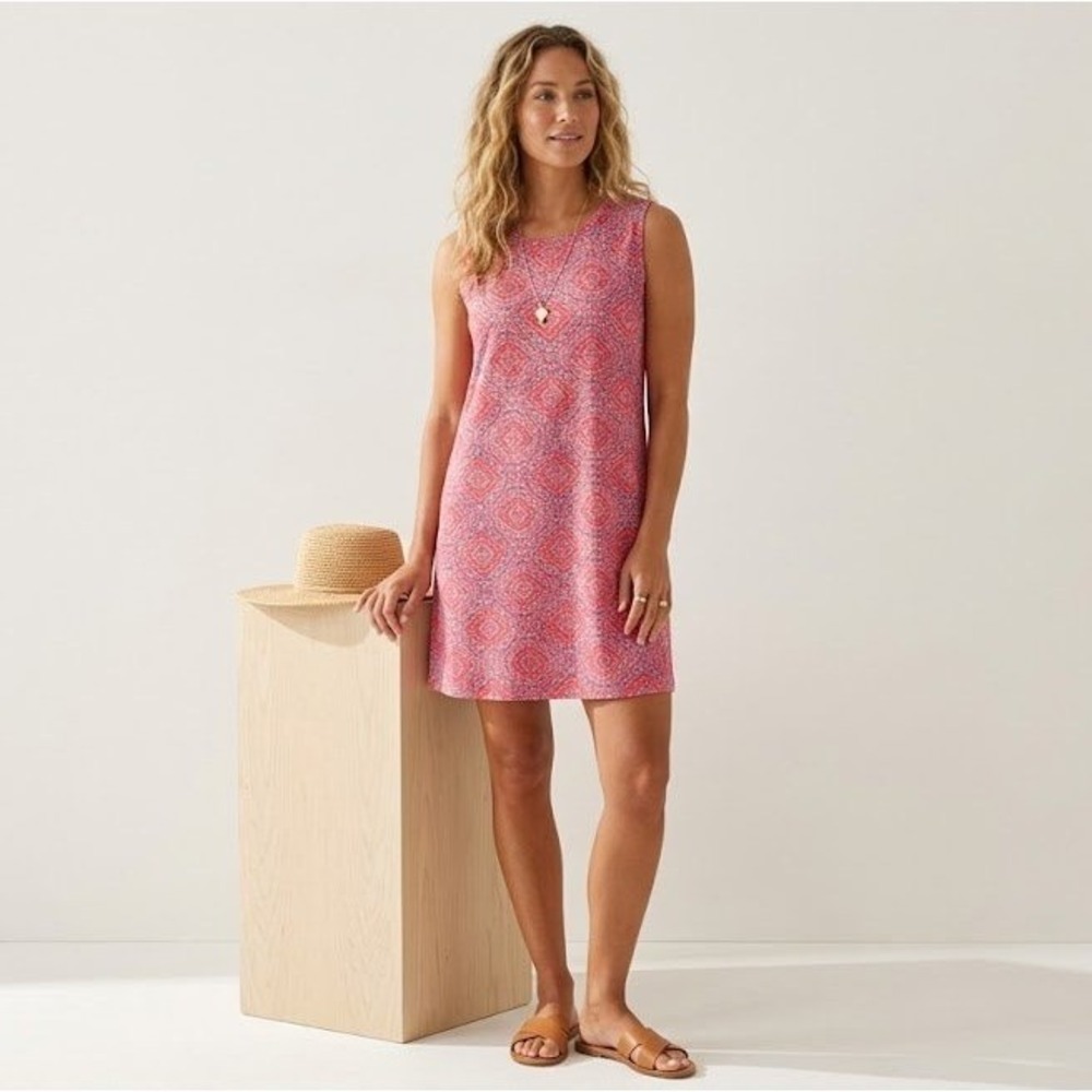 NWT Coolibar Galene Swim Cover-Up Dress XL Red Geo Print UPF 50+ Sun Protective